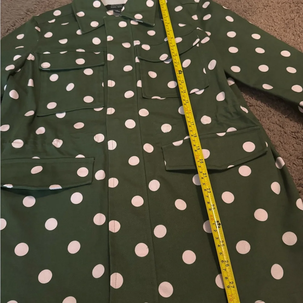 Halogen x Atlantic Pacific Green Polka Dot Skirt Suit Set Jacket Circle Skirt M - Picture 5 of 12